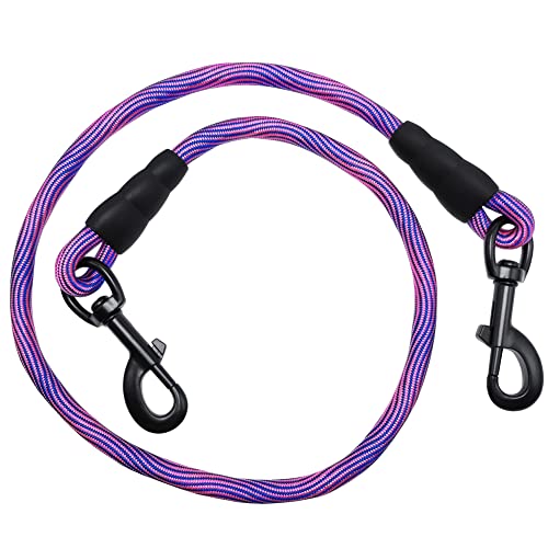 BTINESFUL Hunde-Spanngurt, Nylonseil, Kurze Hunde-Haltegurt, für Indoor-Training, Sicherheitshalter für große, mittelgroße und Starke Welpen, 91 cm, Pink/Blau von BTINESFUL