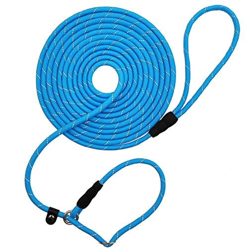 BTINESFUL 3 m / 4 m / 20 ft Anti-Choke Retrieverleine Hundeleine, reflektierend, 1/3 Zoll Seilleine lange Trainingsleine für kleine mittelgroße Hunde, Blau von BTINESFUL