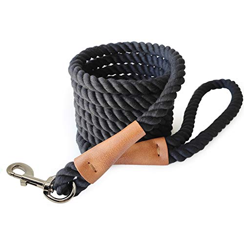 BTINESFUL Robuste Hundeleine, 3 m, starke Hundeleine, weicher Griff, Hundetraktion für große, mittelgroße Hunde, Wandern, Camping, Erkunden, Spazierengehen (1,27 cm x 3 m, schwarz) von BTINESFUL