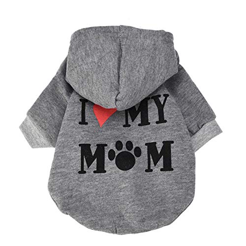 BTKNOO Haustier Hund Kleidung Ich Liebe Meine Mutter Hund Hoodie Mantel Kleine Hunde Haustiere Welpe Freizeit Sport Baumwollmischung Kleidung Outfit # T1P von BTKNOO