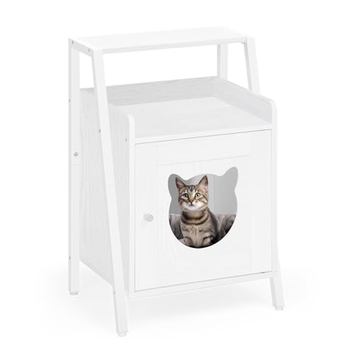 Versteckte Katzenhöhle Katzenbett Haus Beistelltisch für Indoor Katzen, Katzentoilette Gehege Holz Kitty Condo mit Regal, Home Decorative Kitten House Furniture Cabinet, Cats Nightstand Pet House von BTY