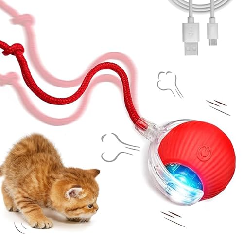 Katzenspielzeug, Geräuscharmes Katzenspielzeug Selbstbeschäftigung, Interaktives Katzenspielzeug mit USB, Intelligente Hindernisvermeidung Katzenspielzeug Elektrisch Ball, Katzenspielzeug für Katzen von BTkviseQat