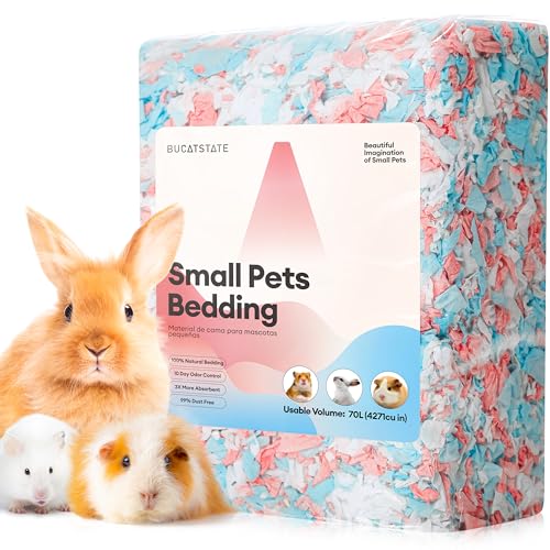 BUCATSTATE Hamster Streu 70L, Besonders Saugfähige & 99,9% Staubfrei Kleintierstreu Papierstreu, Einstreu Meerschweinchen für Kleine Haustiere wie Mäuse, Rennmäuse, Nagetiere, Kaninchen (Konfetti) von BUCATSTATE