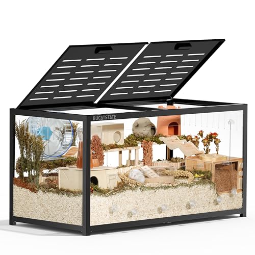 BUCATSTATE Hamsterkäfig 3,0: Metall Rattenkäfig Kleintierkäfig Groß Stapelbar mit Einfacher Montage 120L x 60W x 62H cm für Nager, Mäuse, Zwerghamster (0,72m², Schwarz) von BUCATSTATE