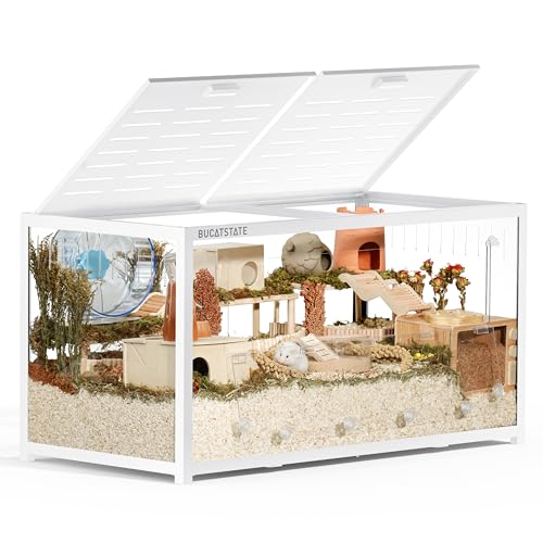 BUCATSTATE Hamsterkäfig 3,0: Metall Rattenkäfig Kleintierkäfig Groß Stapelbar mit Einfacher Montage 120L x 60W x 62H cm für Nager, Mäuse, Zwerghamster (0,72m², Weiß) von BUCATSTATE