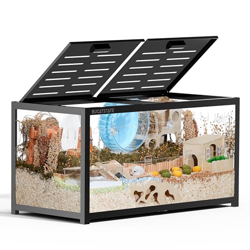 BUCATSTATE Hamsterkäfig 3,0: Metall Rattenkäfig Kleintierkäfig Groß Stapelbar mit Einfacher Montage 100L x 50W x 52H cm für Nager, Mäuse, Zwerghamster (0,5m², Schwarz) von BUCATSTATE