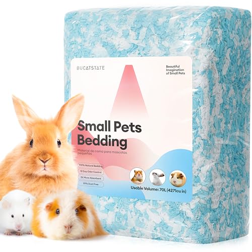 BUCATSTATE Streu & Substrate für Kleine Haustiere wie Mäuse, Rennmäuse, Nagetiere, Hamster, Kaninchen, Besonders Saugfähige Papierstreu, 99,9% staubfrei, Weiß, 70L (Blau) von BUCATSTATE