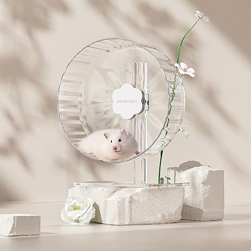 Bucatstate Hamsterrad, 26cm Laufrad Hamster Leise Hamster Spielzeug rutschfeste für Zwerghamster Mäuse Eichhörnchen Chinchillas Kleintier Haustier (Starlight 2.0-Transparent) von BUCATSTATE