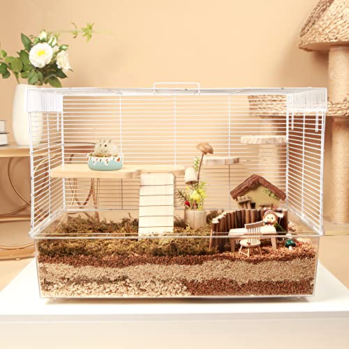 Bucatstate Hamsterkäfig mit Zubehör, Gratis Laufrad, Wasserflasche, Futternapf & Hamsterversteck Spielzeug, Großes Hamsterkäfighaus für Zwerg, Syrer, Degus (62L x 35Bx 43H cm) von BUCATSTATE