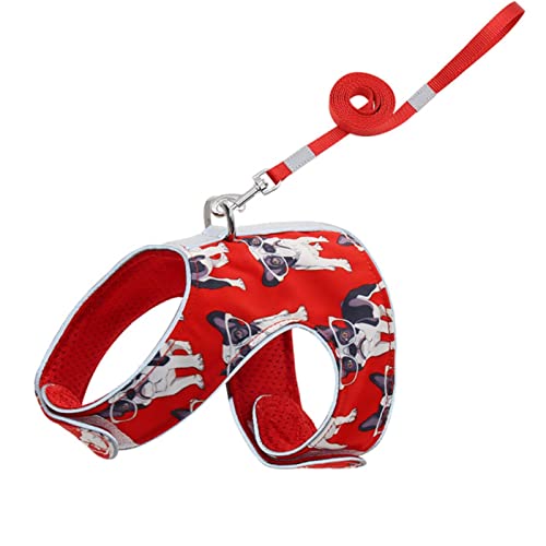 Bucros Hundehalsband Pet-Leine Und Kabelbaum Setzt Anti-Strike-Seil Atmungsaktives Netz Reflektierend Bequeme Hundegurte Im Westenstil-Red,S 1.5Kg-2.5Kg von BUCROS