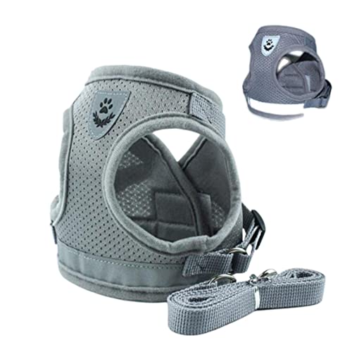 Bucros Hundehalsband Westegurt Leine Einstellbare Netzweste Hundekabelbaumkragen Brustgurt Leine Gurte-Gray,XL von BUCROS