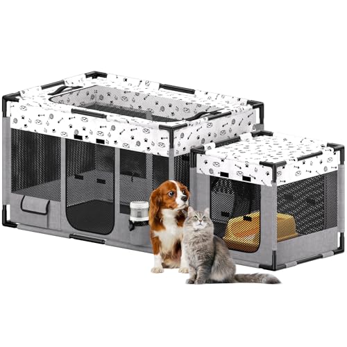 BUFOR Tragbarer Laufstall für Katzen, Laufstall für Hunde und Katzen, zusammenklappbar, mit Tragetasche, PVC-Rohrrahmen, 600D-Oxford, 91,4 x 61 x 50,8 cm von BUFOR