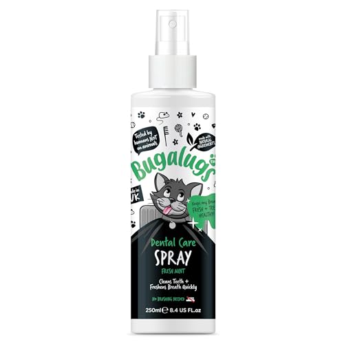 BUGALUGS Cat Breath Freshener Zahnpflegespray Saubere Zähne, gesundes Zahnfleisch & frischer Atem – Natürlicher Katzen-Plaque-Entferner & Zahnsteinentferner für Zähne – kein Zähneputzen erforderlich von BUGALUGS