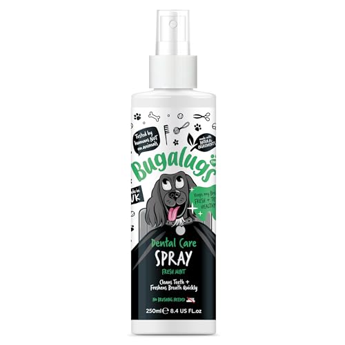 BUGALUGS Dog Breath Freshener Zahnpflegespray Saubere Zähne, gesundes Zahnfleisch & frischer Atem – Natürlicher Hunde-Plaque-Entferner & Zahnsteinentferner für Zähne – kein Bürsten erforderlich (Hund von BUGALUGS