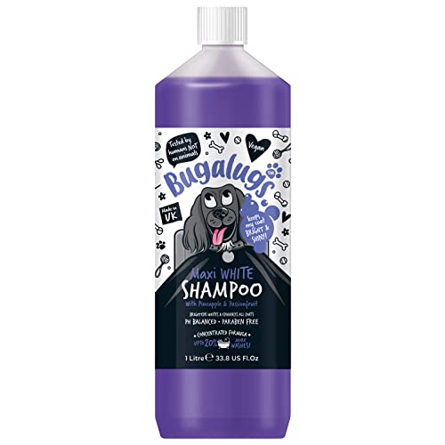 BUGALUGS Hundeshampoo - Whitening & Brightening Coat Enhancer für alle Fellfarben, bestes veganes Welpenpflege-Shampoo & Conditioner mit einer Ananas & Passionfruit (1 Liter) von BUGALUGS
