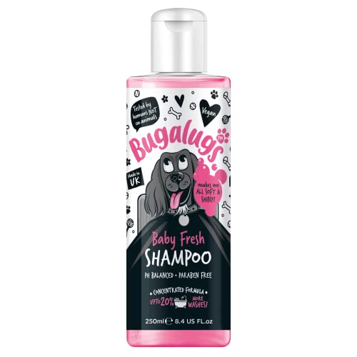 BUGS Baby Frische Hundeshund Shampoo Hundepflege Shampoo Produkte für Smelly Hunde mit Baby Pulver Scent, Best Welpen Shampoo Baby Frisch, Shampoo Conditioner, Veganes Haustier Shampoo Professional von BUGALUGS