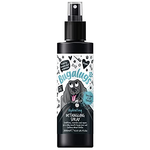 Bugalugs Dog Detangler Spray - Leave In Conditioner Spray zum Entfilzen Keine Verfilzungen Professionelle Hundepflege-Formel enthält Weizenprotein. Pet Detangling Spray Knotenentfernung (200ml) von BUGALUGS