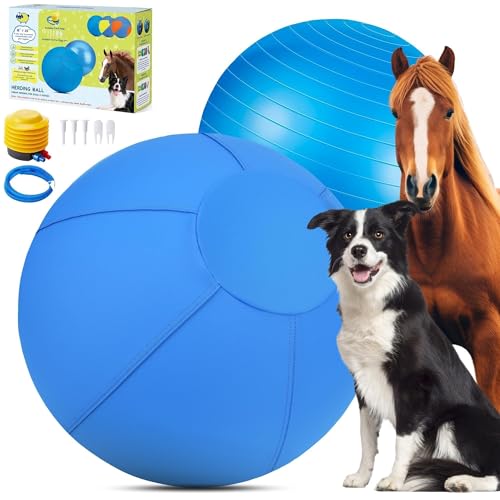 Herding Ball für Hunde und Pferde - 45,7 cm Jolly Ball für Hunde, Agility-Trainingsausrüstung, Herding für Australischer/Deutscher Schäferhund, verbessertes bissfestes, verstärktes Näh-Hundespielzeug von BUGARORE