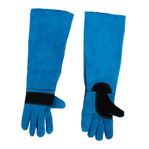 BUGUUYO 1 Paar Anti-Biss-Handschuhe Gartenhandschuhe Tier Badehandschuhe Für Katzen Duschhandschuhe Für Hunde Katzenhandschuhe Gegen Kratzer Schutzhandschuhe Rindsleder Sky-Blue von BUGUUYO