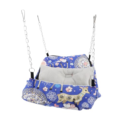 BUGUUYO 1 Satz Eichhörnchen-Hängemattennest Bett für Kleintiere Haustier hängendes Bett Hängebett für Haustier Schlafbett haustierbett pet Bed Haustierzubehör Heimtierbedarf Flanell Blue von BUGUUYO