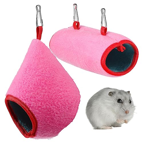 BUGUUYO Haustierbett-Set mit Kapuze rosa warme Schlafmatte aus Baumwolle 1 Stück Hamsterhaus 1 Stück Ruhetunnel sicher für Kleintiere von BUGUUYO