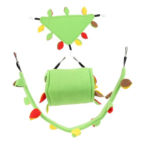 BUGUUYO 1 Satz Hamster-Spielzeug Hamster hängendes Versteck Kletterspielzeug Igel Zubehör Hamster brücke Hamster Spielplatz Käfigspielzeug Hängematten-Tunnelleiter-Kit Polarfleece Green von BUGUUYO