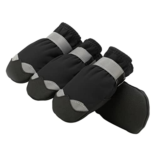 BUGUUYO 1 Satz Haustier wasserdichte Schuhe Anti-Rutsch-Socken für Haustiere Anti-Rutsch-Sohle für Haustiere Paws pfotenschutz Hunde Schuhe Hundestiefel rutschfeste Hundeschuhe Nylon Black von BUGUUYO