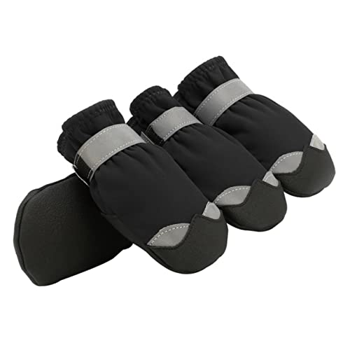 BUGUUYO 1 Satz Haustier wasserdichte Schuhe Haustierschuhe wasserdichte Stiefel Für Haustiere Welpenpfote Strumpffüller Für Welpen Welpe Anti-rutsch-Sohle Hundestiefel Black Nylon von BUGUUYO