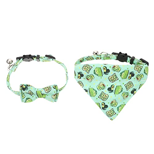 BUGUUYO 1 Satz Haustierhalsband Dekoratives Katzenhalsband Entzückendes Kätzchenhalsband Abbrechbares Katzenhalsband Entzückendes Katzenlätzchen Glockenhalsband Für Katzen Green Polyester von BUGUUYO