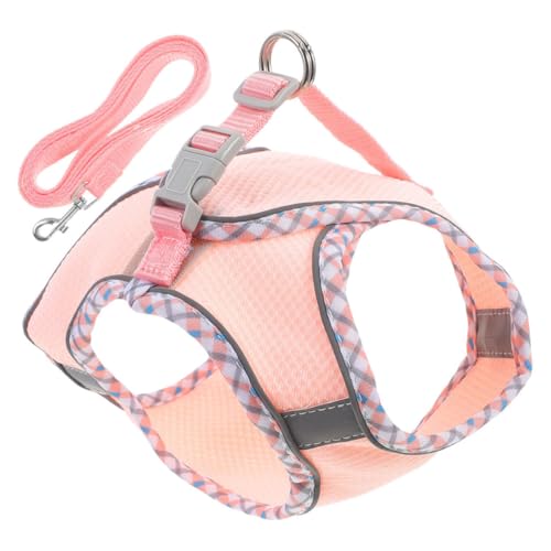 BUGUUYO 1 Satz Hundegeschirr-Set Haustier Dackel Hundeauto Hundemaulkorb Kleines Hundegeschirr Hundepflegegeschirr Autositz Für Hunde Hundegeschirr Welpe Für Kleine Hunde Rosa Polyester von BUGUUYO