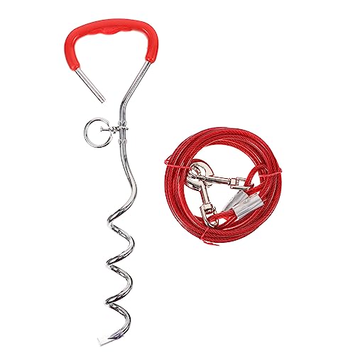 BUGUUYO Garten 1 Satz Hundepfahl Erdspieße Aus Metall Pfähle Heavy Duty Für Hund Robuste Hundeleine Spiralförmiger Hundebodenanker Hundepflock Hundeleine Pflock Großer Hund Chrom Schwer von BUGUUYO