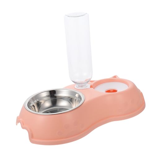 BUGUUYO Futternäpfe für Haustiere Wasserfutterspender-Set automatischer Futterspender für Katzen und Hunde Doppelnapf-Design rutschfeste Basis Rosa von BUGUUYO