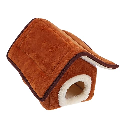 BUGUUYO 1Stk Baumwollnest für kleine Haustiere Plüschtier Spielzeughamster Plüsch Hamsterhütte Hamsterhaus haustierbett pet Bed hundesofa Haustiernest Hamster warmes Nest Baumwolle Brown von BUGUUYO