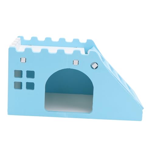 BUGUUYO 1Stk Little Pet Staircase Villa Roman Hamsterhaus Spielzeug für kleine Haustiere Rennmaushäuser und Verstecke nagerhaus kleintierhaus Hamsterspielzeug Heimtierbedarf hölzern Blue von BUGUUYO