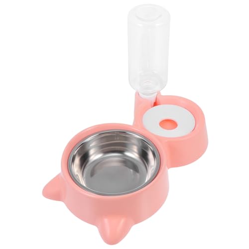 BUGUUYO 1Stk Trinkwasserzubringer Katzenfutter automatischer wasserspender schüssel Tiere pet Feeder hundekot Futterspender-Schüssel strapazierfähiger Haustiernapf Rostfreier Stahl Rosa von BUGUUYO