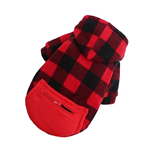 BUGUUYO 1stk Haustier Mantel Hundemäntel Leckerlis Für Das Hundetraining Karierter Hundemantel Winterkleidung Für Haustiere Kariertes Hundetuch Kariertes Hundeoutfit Urlaub Rot Polyester von BUGUUYO