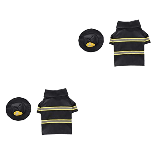 BUGUUYO 2 Sätze feuerwehruniform Kleidung hundekleidung hundebekleidung Haustierbekleidung hundekleider Performance-Kostüm kostüme für Hunde Haustierkleidung verwandelter Mantel Black von BUGUUYO