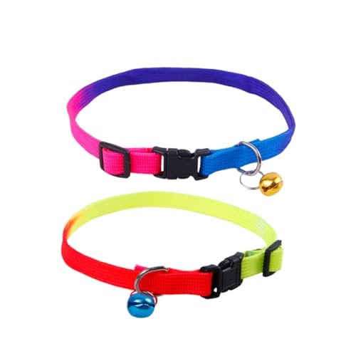 BUGUUYO Regenbogen Halsband Mit Kleiner Glocke Für Haustiere Verstellbares Hundehalsband Und Katzenhalsband Personalisierte Farben Für Ihren Hund Oder Ihre Katze Zufällige von BUGUUYO