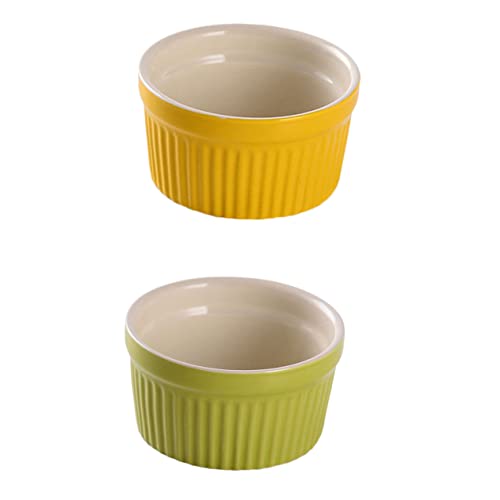 BUGUUYO 2Pcs Keramik Backback Kuchenpfanne Backpuddingschale Kleine Schalen Dessertschalen Dip Sauce Schüssel Mini Dessert Tassen Backpulver Wüstenbecher Creme Brulee Dish Cupcake Cups von BUGUUYO