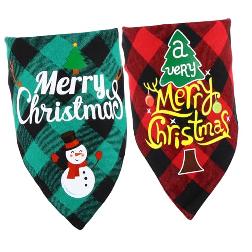 BUGUUYO Schleppleine 2St Dreieckstuch für Haustiere Weihnachtstaschentücher für Haustiere Tartan-Schal Haarbandanas von BUGUUYO