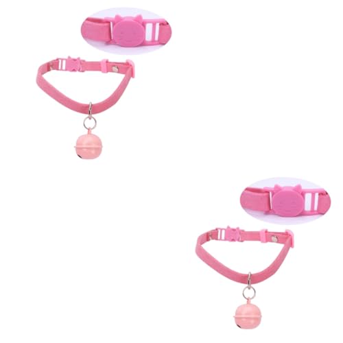 BUGUUYO 2St Welpe Kragen Verstellbares Haustierhalsband Personalisiertes Katzenhalsband Halsband für Haustierbesitzer Kätzchenhalsbänder Welpen Haustierhalsband mit Glocke Rosa von BUGUUYO