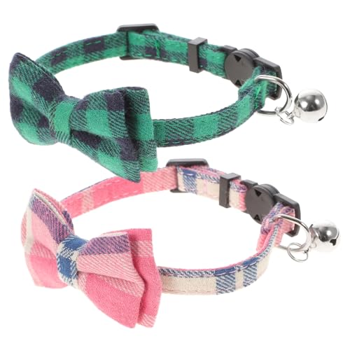 BUGUUYO 2St für Katze Welpen für Haustier Kariertes kleines hundehalsband katzenzubehöhr zubehör Haustierhalsband-Ornament Haustier Bowknot Halskette von BUGUUYO