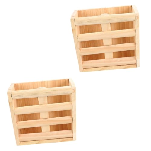 BUGUUYO 2 Stücke Pet Feeder Gras Rack Holz Hamster Feeder Für Käfig Montierbar Container Für Lebensmittel Heu Meerschweinchen Zubehör von BUGUUYO