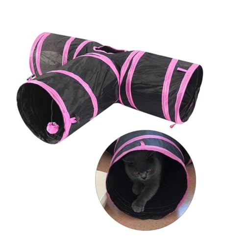 BUGUUYO 3 Spielzeug für Haustiere interaktives katzenspielzeug Interactive cat Toy Kätzchen Spielzeug Platzsparendes Katzenspielzeug Pet-Tube-Spielzeug Tunnelspielzeug für Katzen Rosa von BUGUUYO