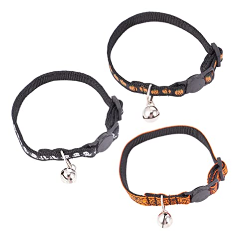 BUGUUYO Halloween-katzenhalsband Mit Glöckchen 3-teiliges Haustierhalsband-Set Verstellbar Für Größen Katzenleine Für Partys von BUGUUYO