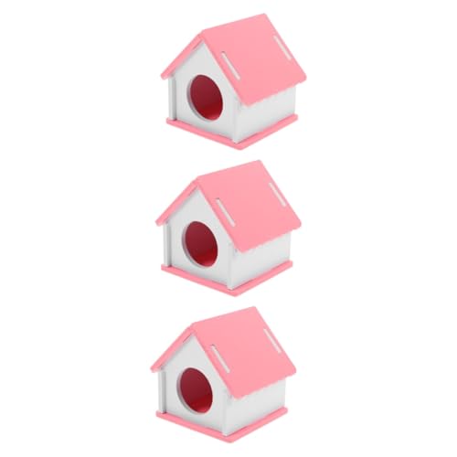 BUGUUYO 3St Hamsterversteck hamsterhaus Hamster Spielzeug Meerschweinchen Schlafhaus Hamster Behausung Hamster Versteckmöglichkeit Hamsterhütte Meerschweinchenhaus Rattenhaus PVC Rosa von BUGUUYO