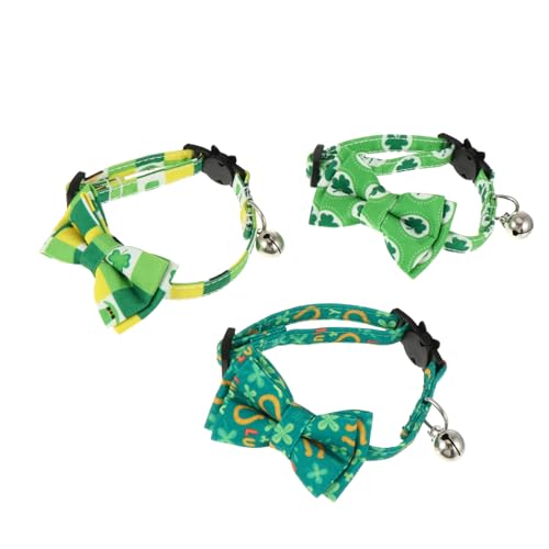 BUGUUYO 3St Haustierhalsband Katzenhalskette mit Glocke st. Paddys Zubehör Welpen-Bandanas katzengeschenke für Haustiere haustierfest Dekoration Reine Baumwolle von BUGUUYO