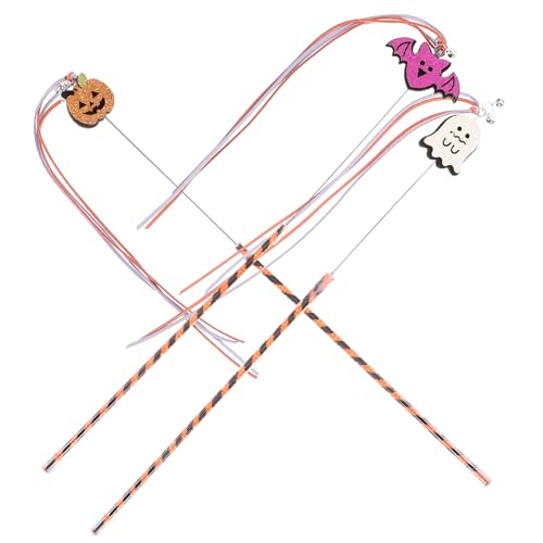 BUGUUYO 3St Katzen-Teaser Interaktives Katzenspielzeug Katze spielt Stock DIY-Katze Katze necken Stange Halloween Spielzeug Halloween Toys Neckereistab für Katze lustige Neckereien PVC von BUGUUYO