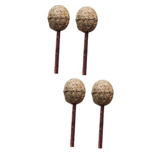 BUGUUYO 4 Stück Backenzähne Taktstock Katzenminze Lutscher Katzenwand Katzenminze Bälle Katzenminze-Sticks Katzenrad katzenspielzeug katzenpflege Katzenkauen Katzenminzball Hölzern Brown von BUGUUYO