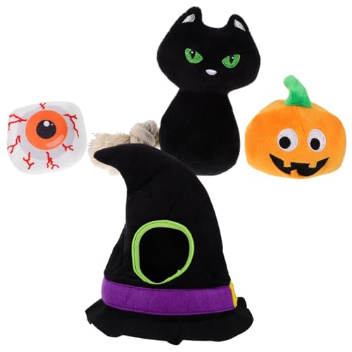 BUGUUYO 4 Stück Halloween- interaktives hundewelpen Halloween-Welpenspielzeug Halloween Haustier Stofftier klingendes Hundespielzeug Welpenspielzeug von BUGUUYO